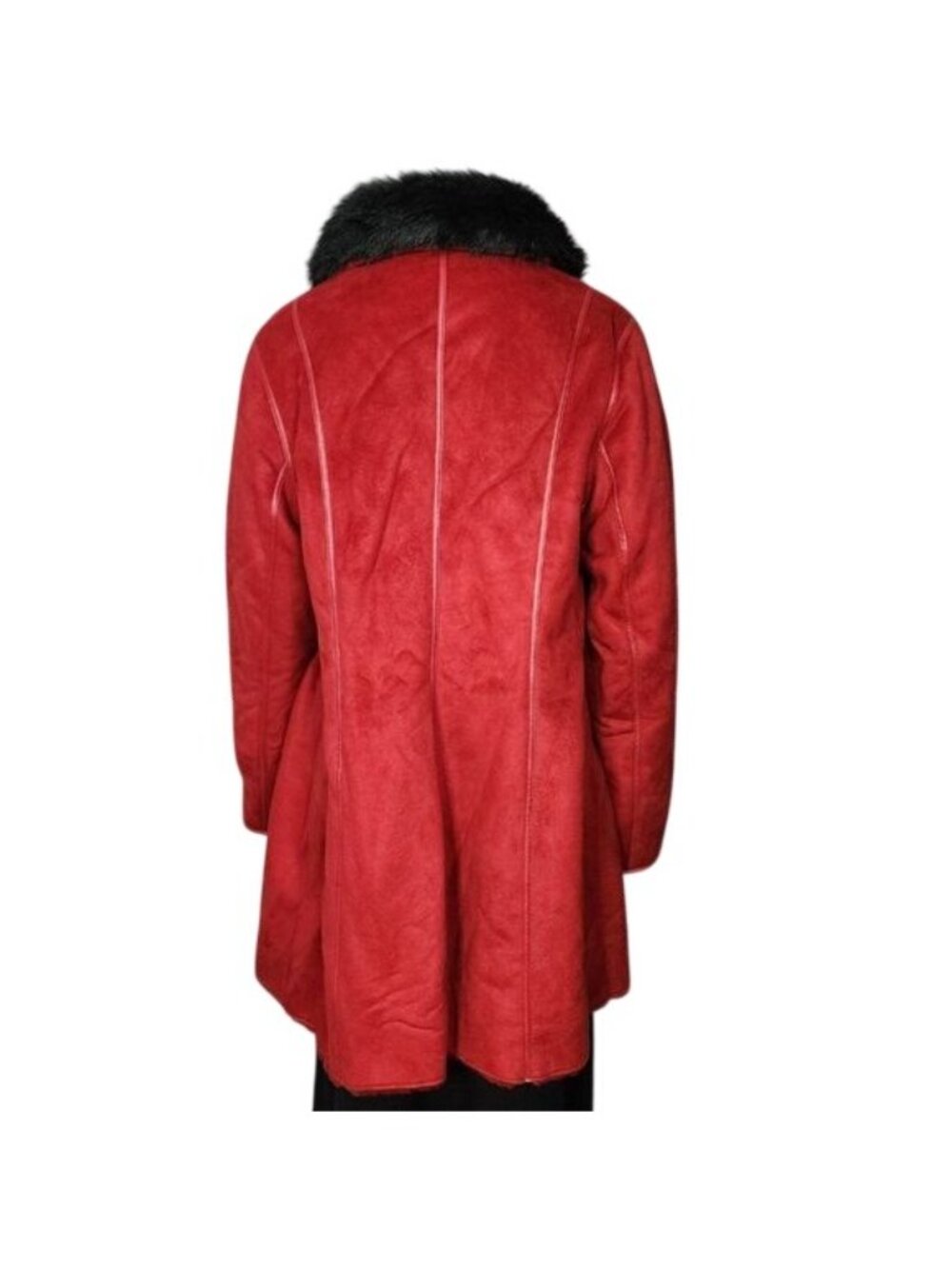 Anne Klein Red Suede Coat With Faux Fur Collar Size Small NWT - Picture 4 of 10